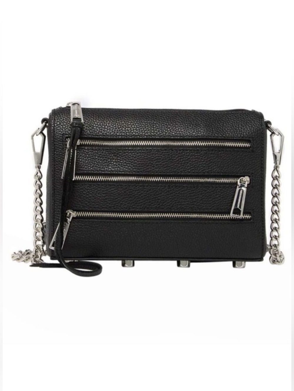 Rebecca Minkoff Black Leather Crossbody with silver Chain
